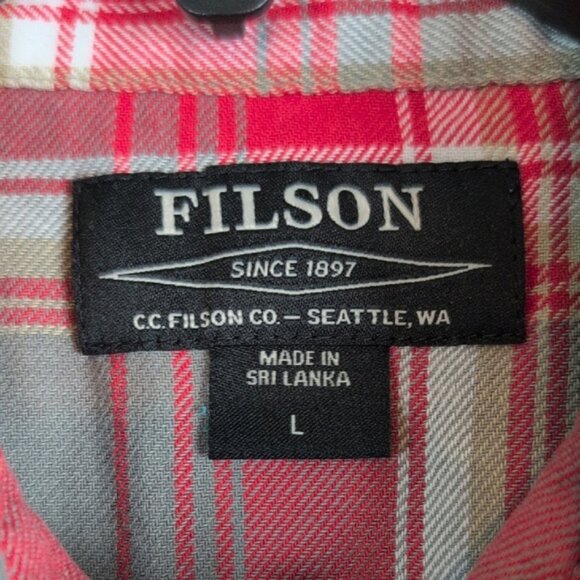 Filson Red and Gray Casual Button Down Shirt - Picture 5 of 7